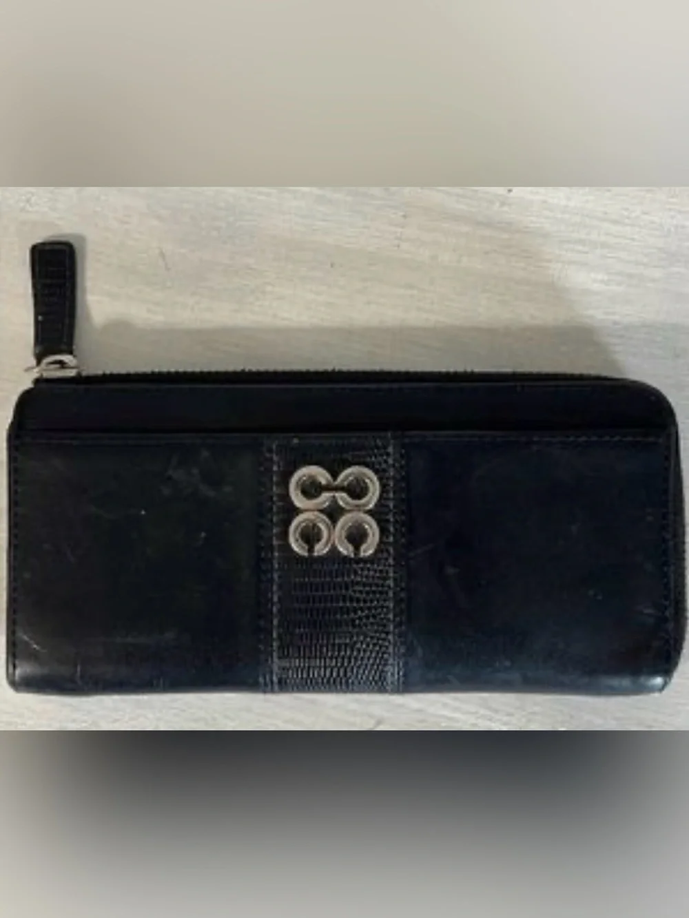 QCOSCH JULIA LONG ZIP AROUND WALLET WOTH SILVER HARDWARE